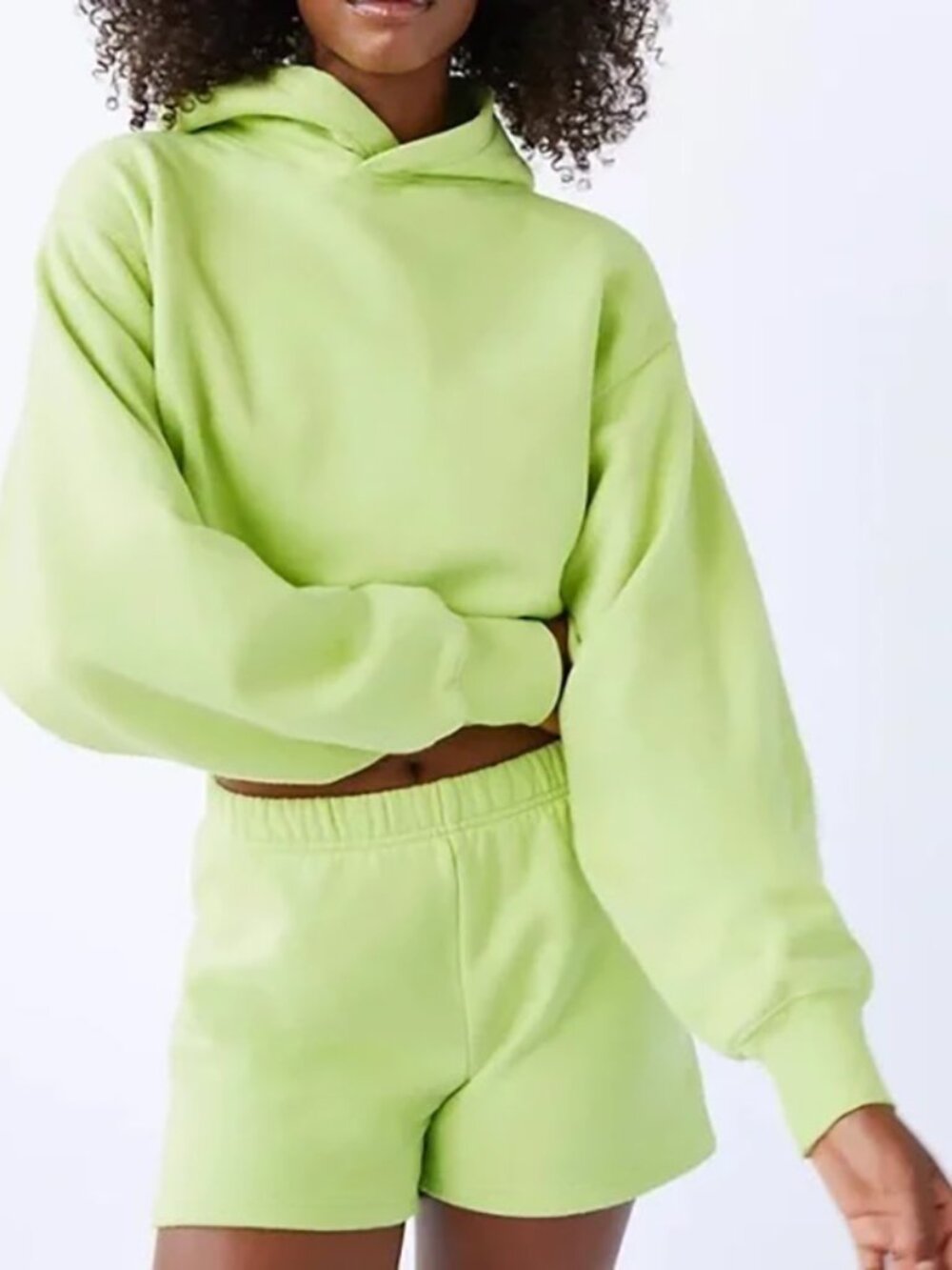 Aritzia TNA Perfect Crop Hoodie- Fluro Green - Picture 3 of 3